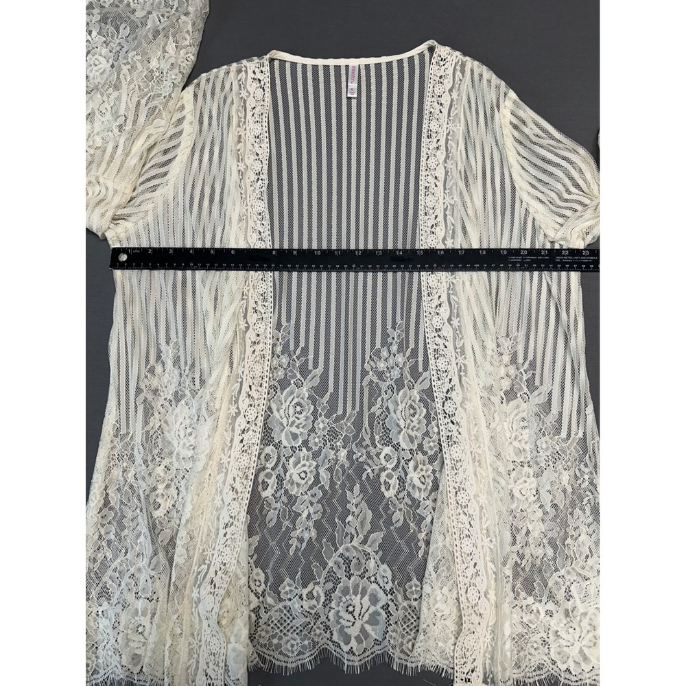 NWT* Ivory Lace Xhilaration Sheer Bell Sleeve Open Front Women's Cardigan XL - Picture 5 of 8